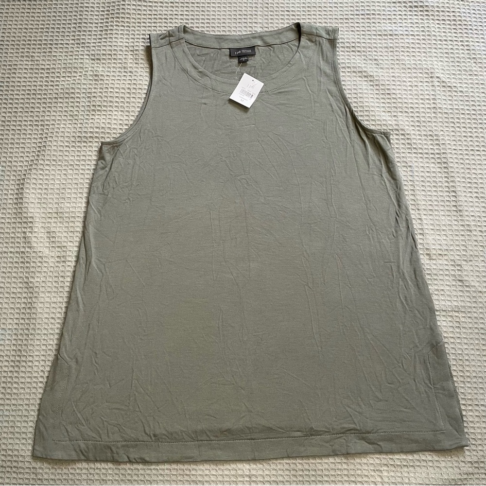 New J.Jill Wearever Tunic Tank Top Blouse Medium Caraway Earthy Green Travel